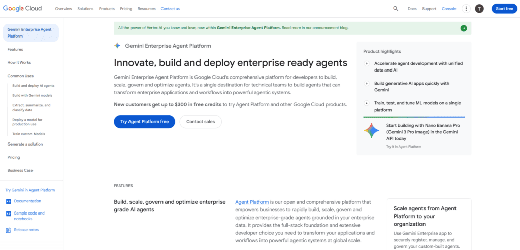 Google Cloud Vertex AI (with Agent Builder & Gemini)